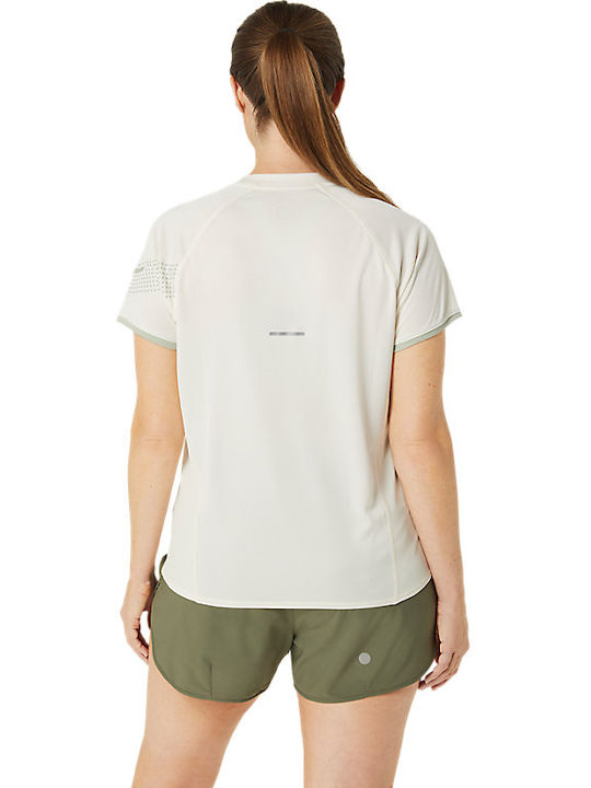 ASICS Women's Athletic Blouse Short Sleeve Fast Drying Birch / Olive Grey