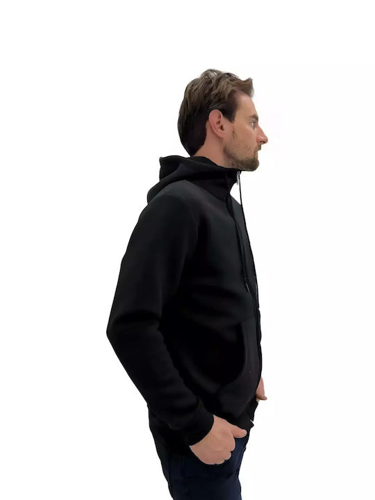 Ragler Herren Sweatshirt Jacke mit Kapuze und Taschen BLACK