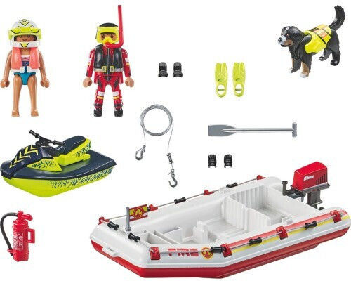 Playmobil Action Heroes Inflatable Firefighting Boat With Sea Scooter for 4-10 years old