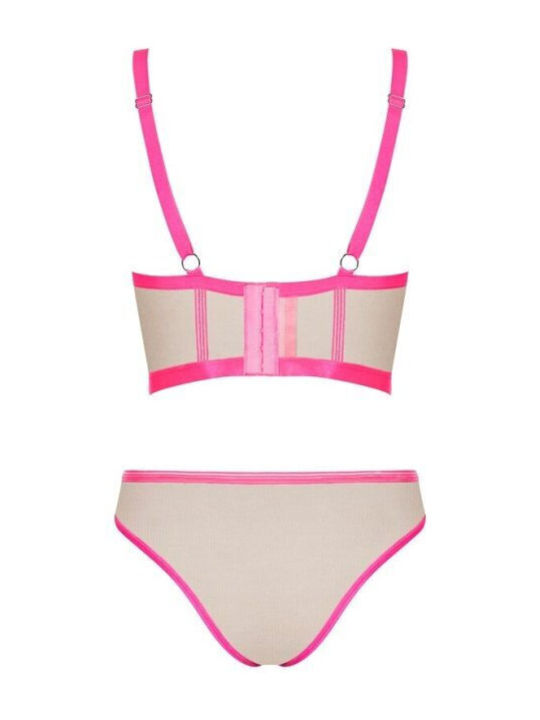 Obsessive Unterwäsche-Set für Damen BH mit Zeichenfolge Beige Nudelia