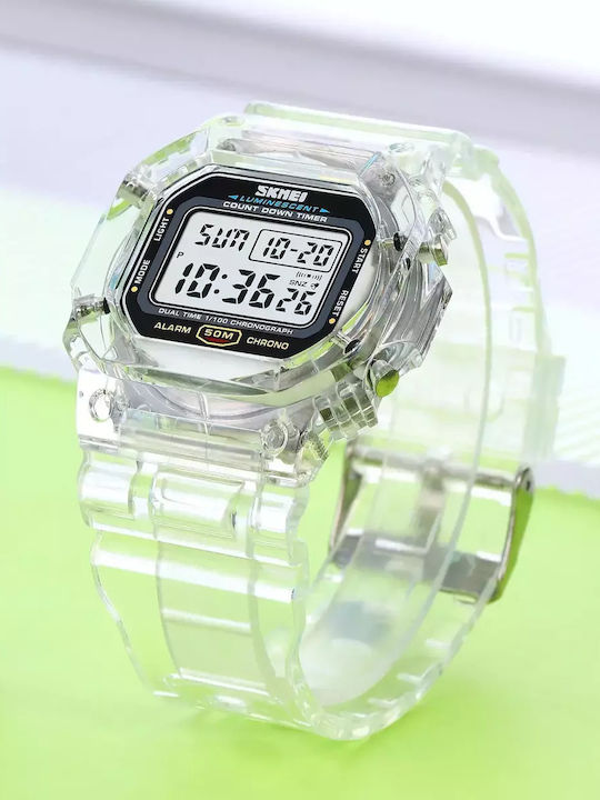 Skmei Kids Digital Watch with Rubber/Plastic Strap White