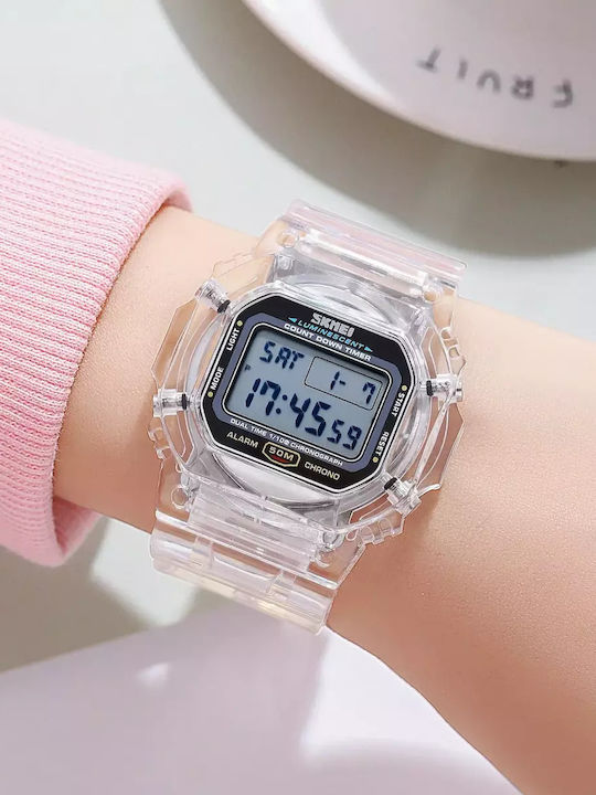 Skmei Kids Digital Watch with Rubber/Plastic Strap White
