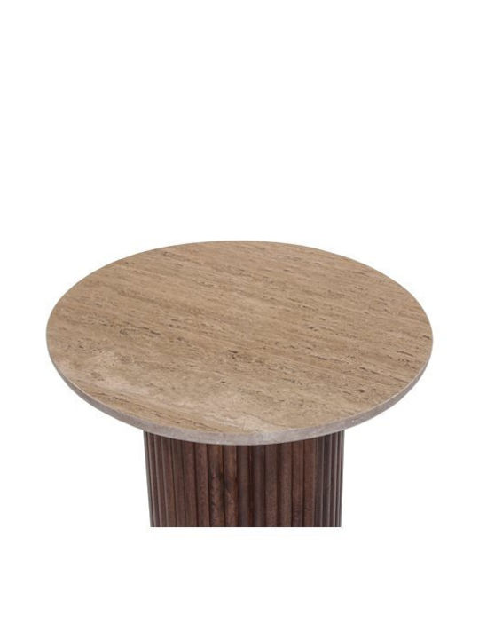 Round Side Table Gladys from Solid Wood Brown L55xW55xH50cm.