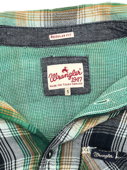 Wrangler Men's Shirt Long Sleeve Checked Green