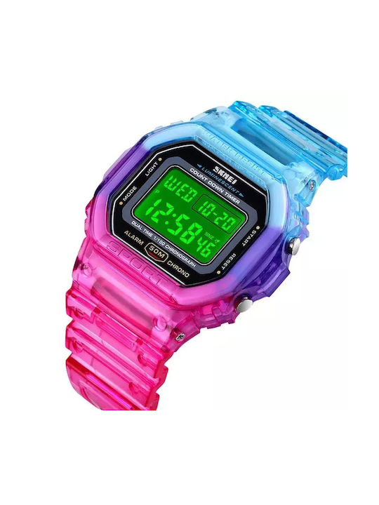 Skmei Vortex Digital Uhr mit Fuchsie Kautschukarmband