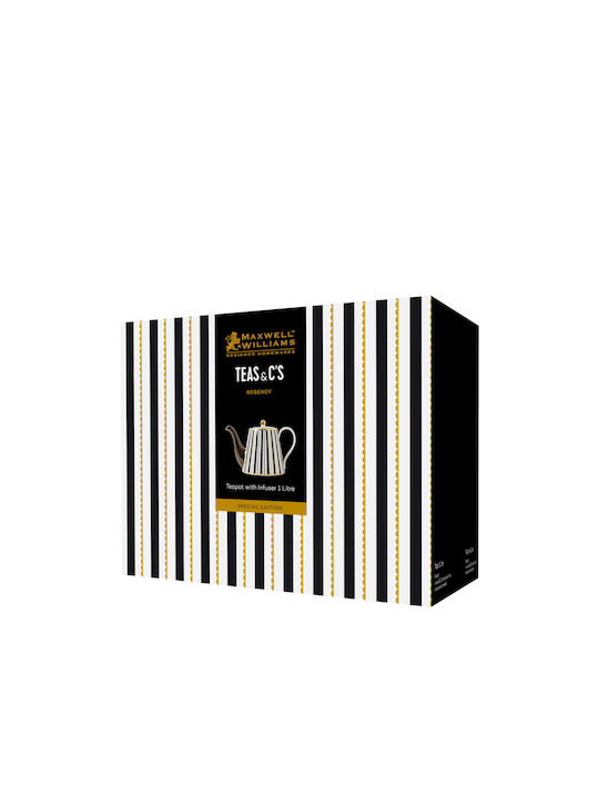 Maxwell & Williams Teas Τσαγιέρα με Φίλτρο Πορσελάνης Μαύρη 1000ml