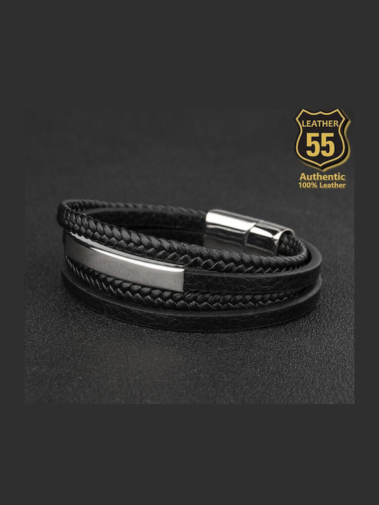 Leather 55 Ανδρικό Βραχιόλι Δερμάτινο