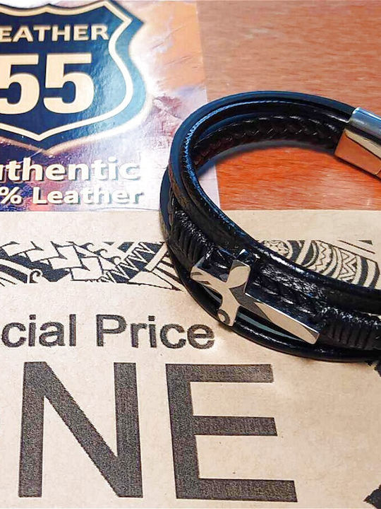 Leather 55 Ανδρικό Βραχιόλι Δερμάτινο