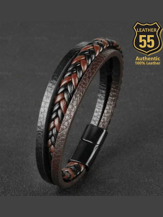 Leather 55 Ανδρικό Βραχιόλι από Δέρμα