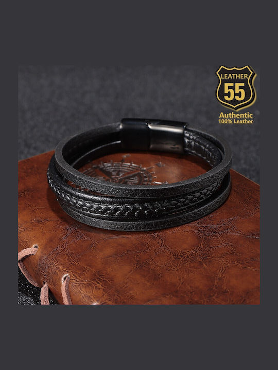 Leather 55 Ανδρικό Βραχιόλι από Δέρμα