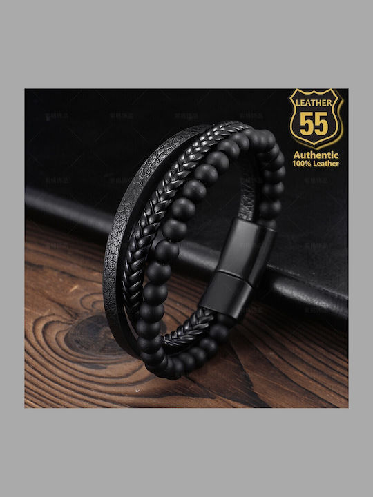 Leather 55 Ανδρικό Βραχιόλι από Δέρμα