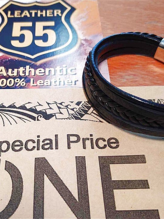 Leather 55 Ανδρικό Βραχιόλι από Δέρμα