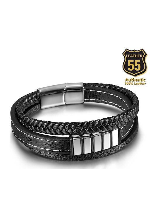 Leather 55 Ανδρικό Βραχιόλι από Δέρμα