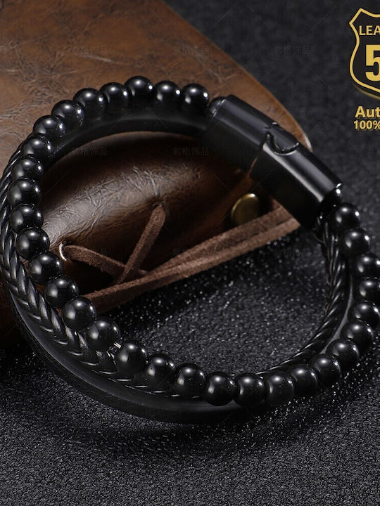 Leather 55 Ανδρικό Βραχιόλι από Δέρμα