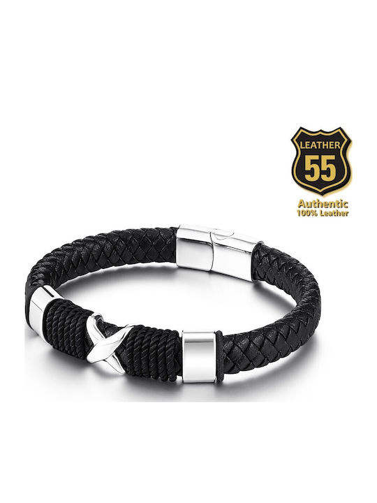 Leather 55 Ανδρικό Βραχιόλι από Δέρμα