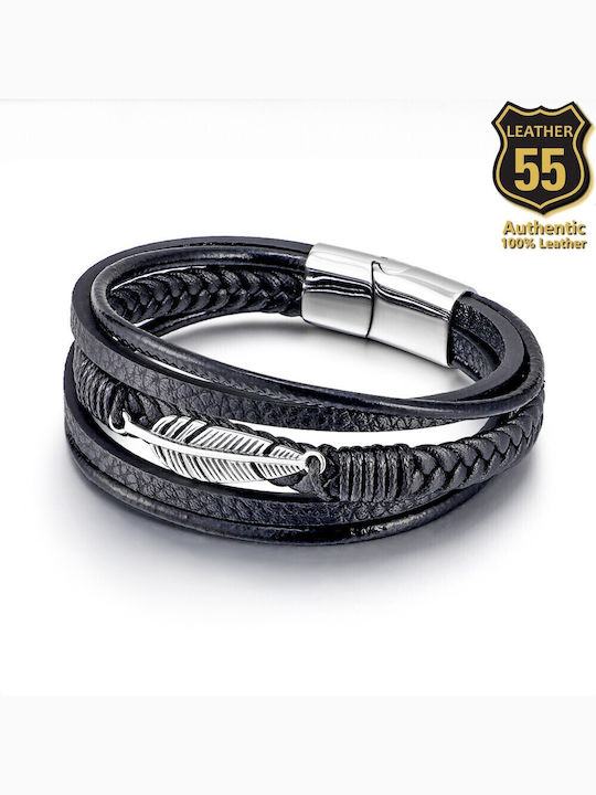 Leather 55 Ανδρικό Βραχιόλι από Δέρμα