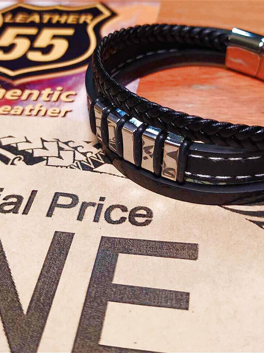 Leather 55 Ανδρικό Βραχιόλι από Δέρμα