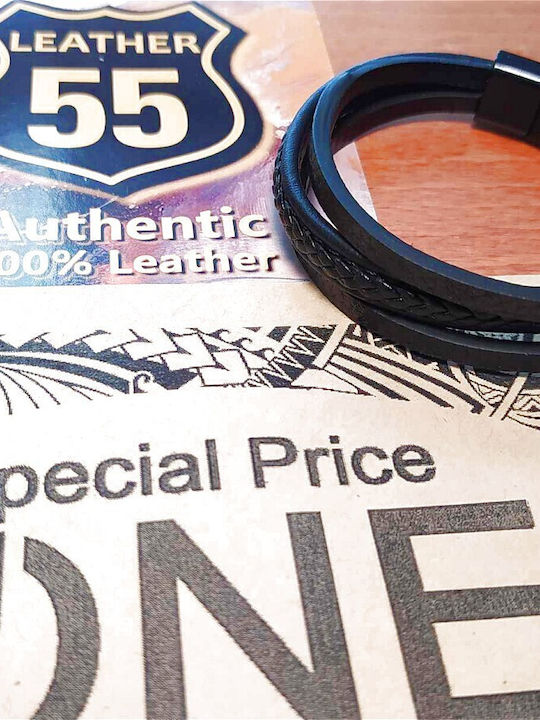 Leather 55 Ανδρικό Βραχιόλι από Δέρμα