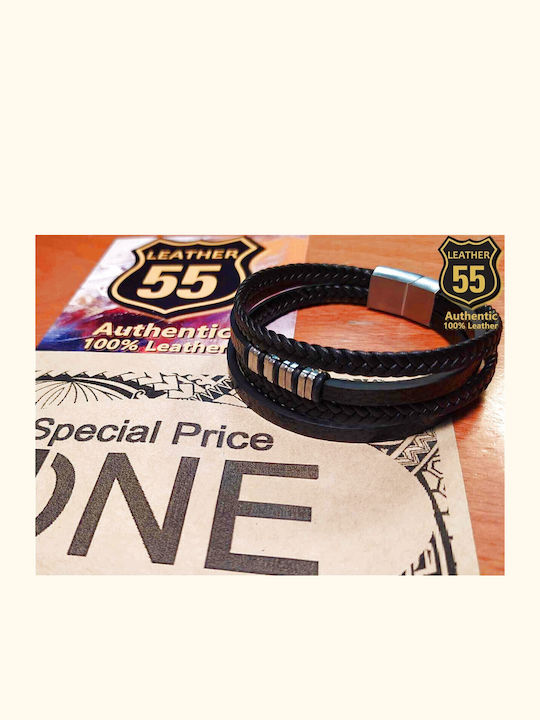 Leather 55 Ανδρικό Βραχιόλι από Δέρμα