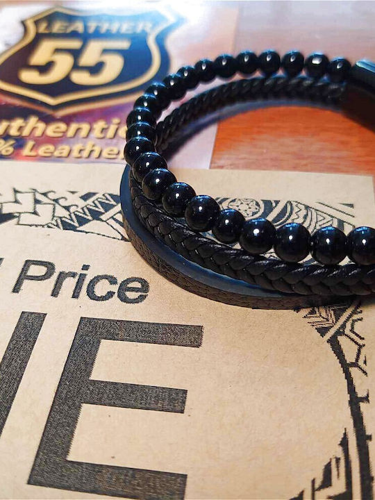 Leather 55 Ανδρικό Βραχιόλι από Δέρμα