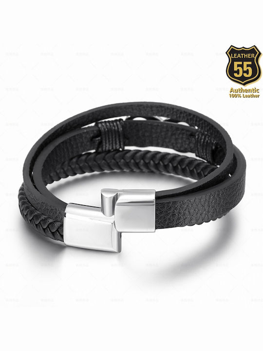 Leather 55 Ανδρικό Βραχιόλι από Δέρμα