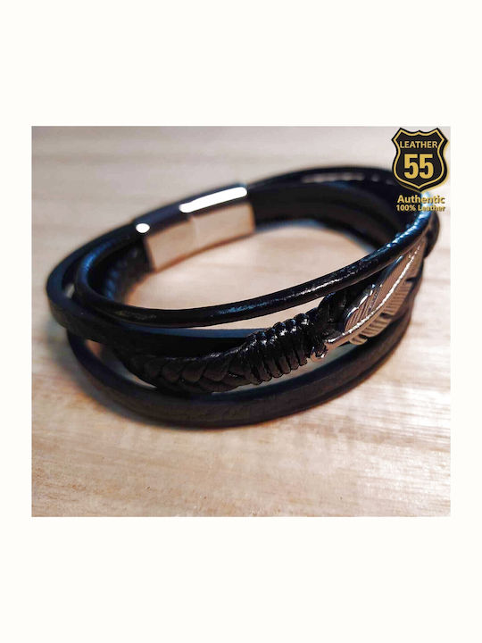 Leather 55 Ανδρικό Βραχιόλι από Δέρμα
