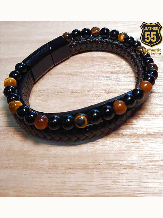 Leather 55 Ανδρικό Βραχιόλι από Δέρμα