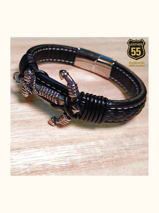 Leather 55 Ανδρικό Βραχιόλι από Δέρμα