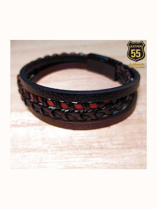 Leather 55 Ανδρικό Βραχιόλι από Δέρμα