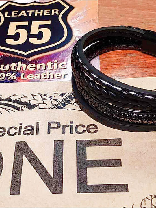 Leather 55 Ανδρικό Βραχιόλι από Δέρμα