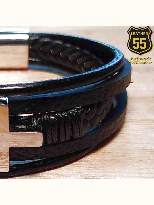 Leather 55 Ανδρικό Βραχιόλι από Δέρμα