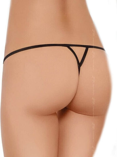 Softline 2356 Γυναικείο Sexy String Αυτοκινήτου με Πέρλες Μαύρο