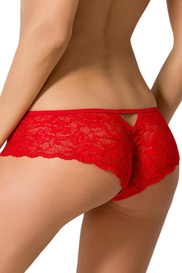 Passion Γυναικείο Sexy Boxer με Δαντέλα Κόκκινο