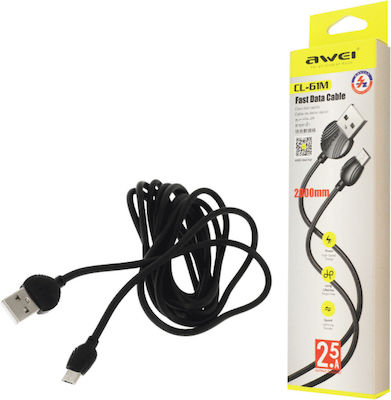 Awei Regulat USB 2.0 spre micro USB Cablu 2m (887738) 1buc