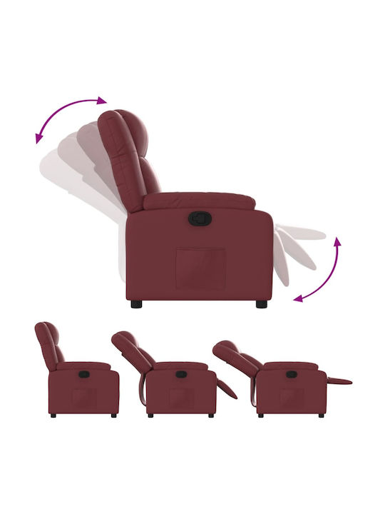 Relax Armchair with Footstool from Leatherette Bordeaux 77x95x99cm