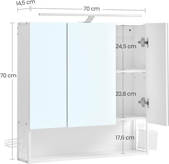 Vasagle Ντουλάπι Μπάνιου 70x70x70cm Λευκό