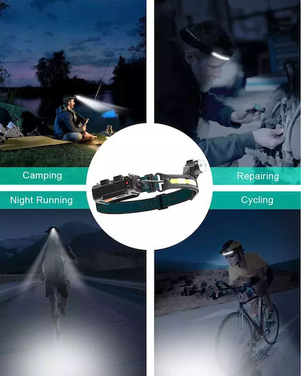 Ideahellas Rechargeable Headlamp LED IPX4 with Maximum Brightness 1600lm Bright 40 4pcs Black