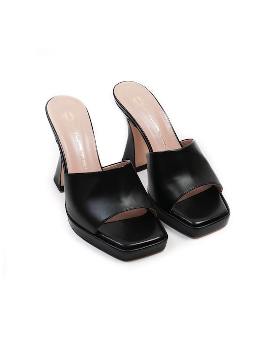 Mourtzi Chunky Heel Piele Mules Negru