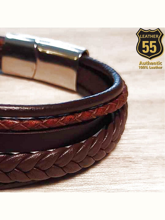 Leather 55 Ανδρικό Βραχιόλι από Δέρμα