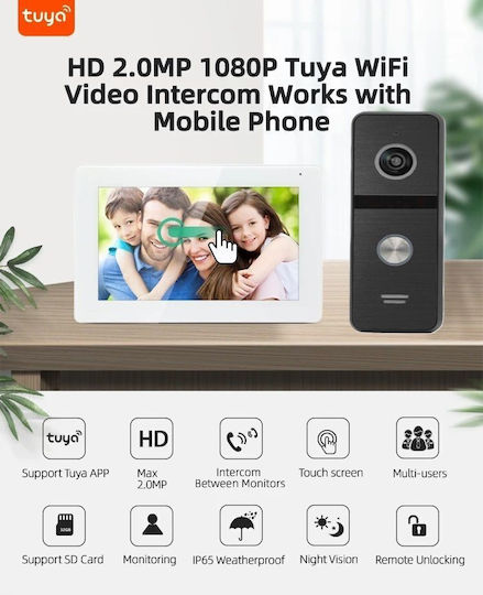 Joytimer Wireless Video Intercom Set Wi-Fi White