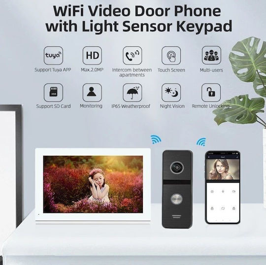 Joytimer Wireless Video Intercom Set Wi-Fi White