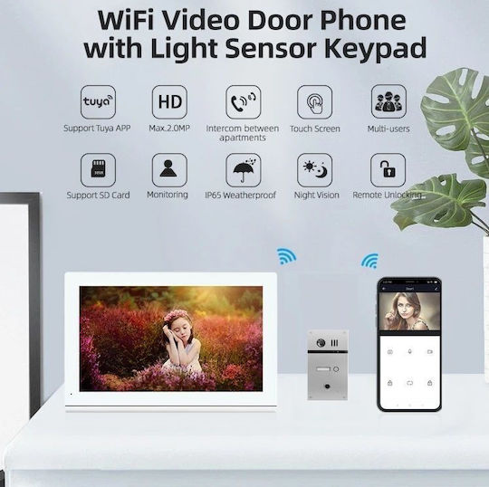 Joytimer Wireless Video Intercom Set Wi-Fi White