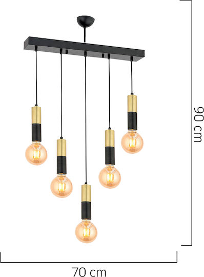 ArteLibre Aquila Pendant Light Black for 5 Bulbs E27 70x90cm