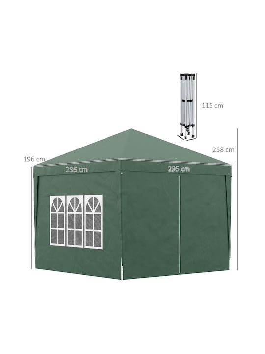 Outsunny Κιόσκι Κήπου Gazebo Πράσινο 3x3m