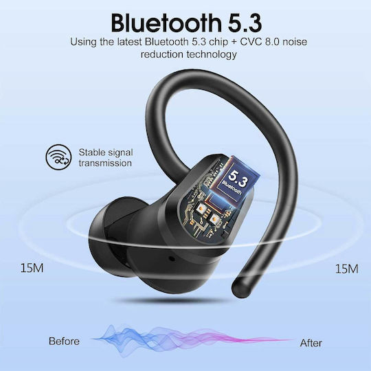 Poounur H9 In-ear Bluetooth Handsfree Căști cu Rezistență la Transpirație și Carcasă de Încărcare Negru