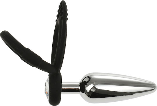 Kinksters Ring Cock with Anal Plug Silver 3126-0027