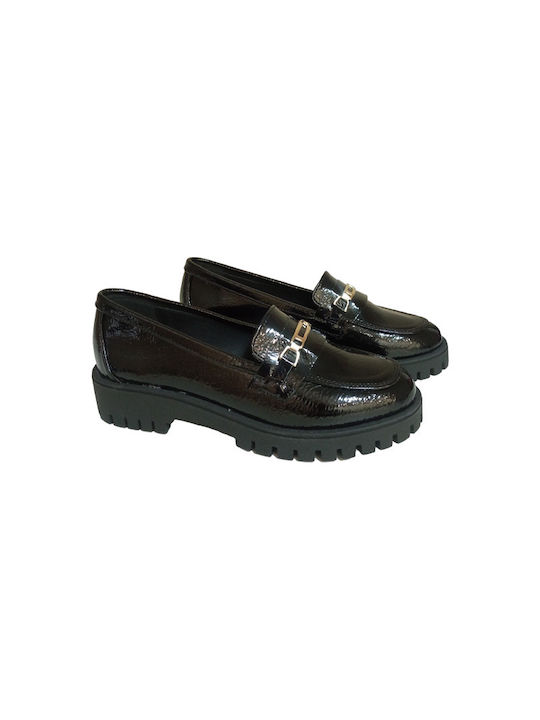 Zizel Patent Leather Women's Moccasins in Black Color