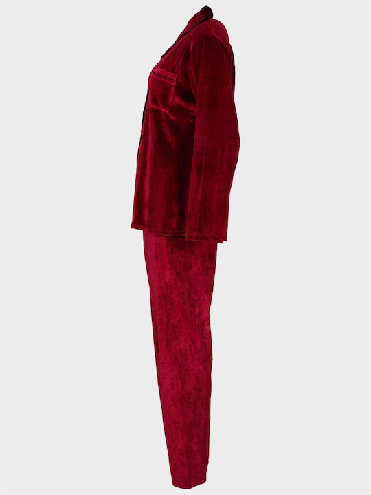 G Secret Winter Women's Pyjama Set Velvet Burgundy