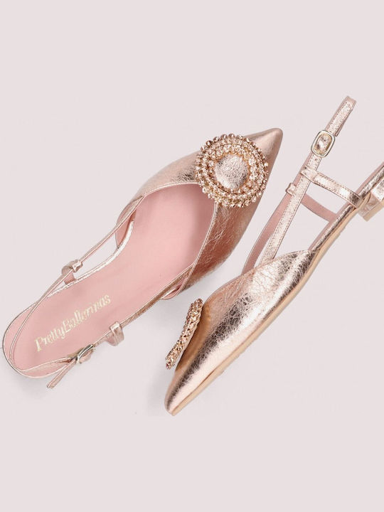 Clementine Leather Women's Ballerina Shoes Slingback in Pink Color