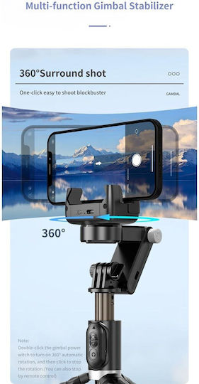 Andowl Q18 Selfie Stick Τρίποδο Κινητού Bluetooth με Φωτισμό Μαύρο